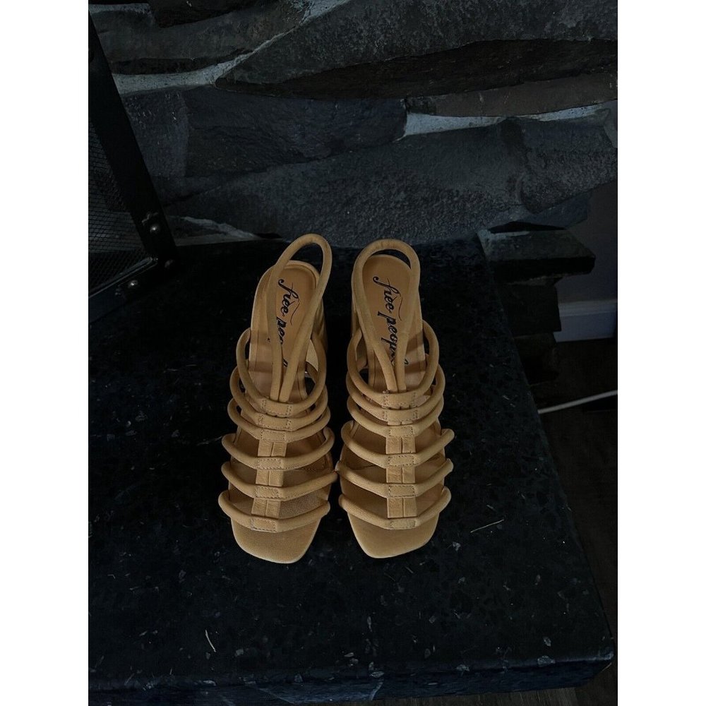 Free People Womens Colette Cinched Sandals Heel Orange Leather 37 / 7 US - Picture 7 of 16